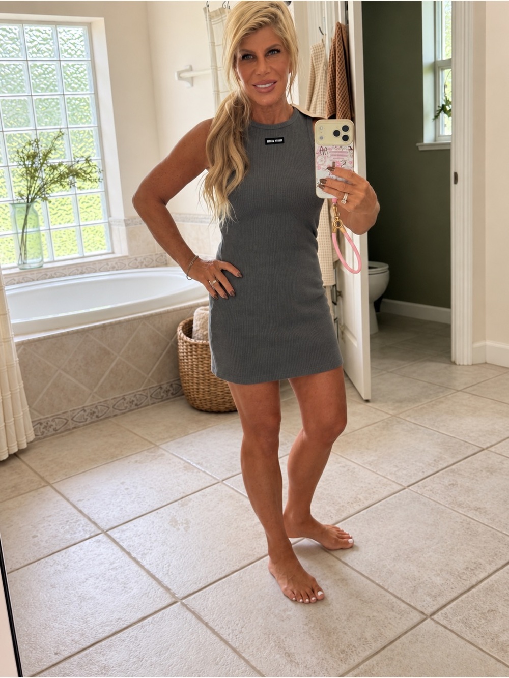 Sleeveless MIUMIU Ribbed Mini Dress in Gray NWT Size Small